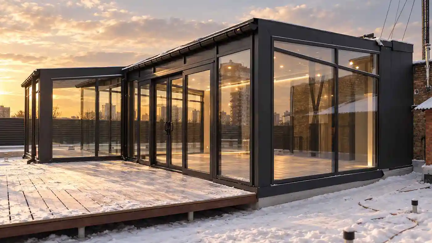 Rooftop conservatory at a private home in Kyiv